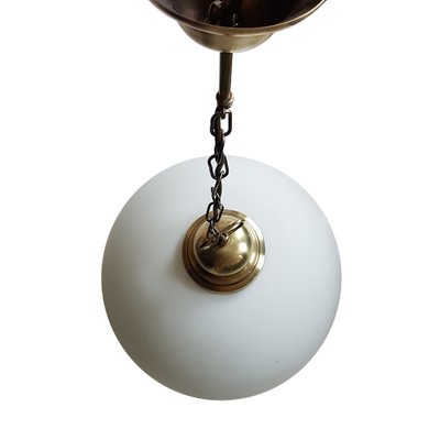 Mid-Century Brass and Glass Pendant Lamp-NUX-931129