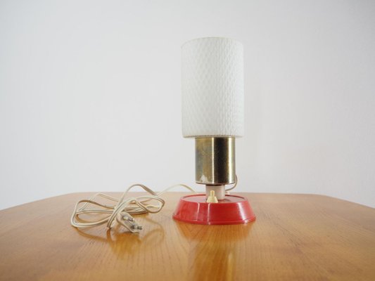 Mid-Century Brass and Glass Table Lamp, Poland, 1970s-TZ-729643