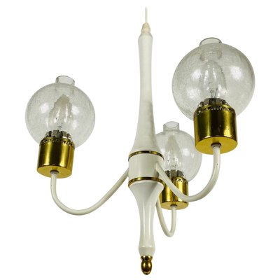 Mid-Century Brass and Glass Tulip Chandelier, 1960s-PUK-839030