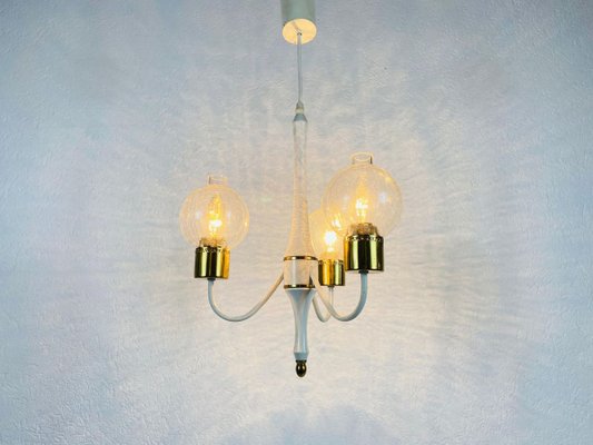 Mid-Century Brass and Glass Tulip Chandelier, 1960s-PUK-839030