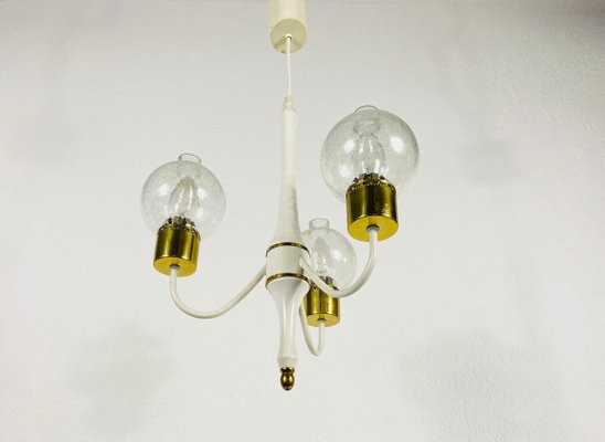 Mid-Century Brass and Glass Tulip Chandelier, 1960s-PUK-839030