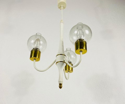 Mid-Century Brass and Glass Tulip Chandelier, 1960s-PUK-839030