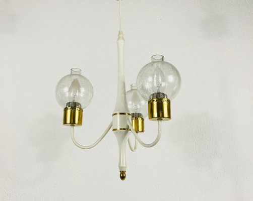 Mid-Century Brass and Glass Tulip Chandelier, 1960s-PUK-839030