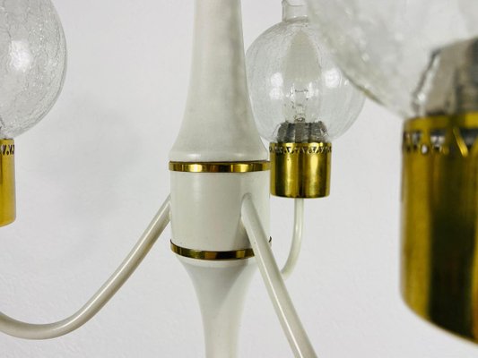 Mid-Century Brass and Glass Tulip Chandelier, 1960s-PUK-839030