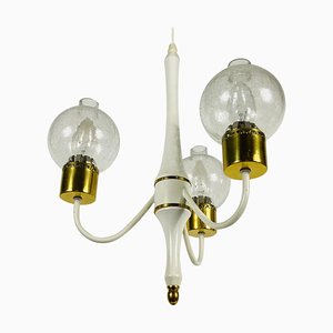 Mid-Century Brass and Glass Tulip Chandelier, 1960s-PUK-839030