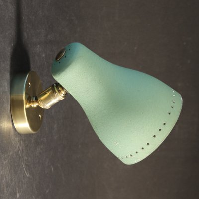 Mid-Century Brass and Green Adjustable Wall Lamp Sconce, 1950s-SY-1192488