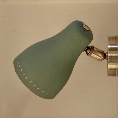 Mid-Century Brass and Green Adjustable Wall Lamp Sconce, 1950s-SY-1192488