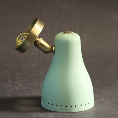 Mid-Century Brass and Green Adjustable Wall Lamp Sconce, 1950s-SY-1192488