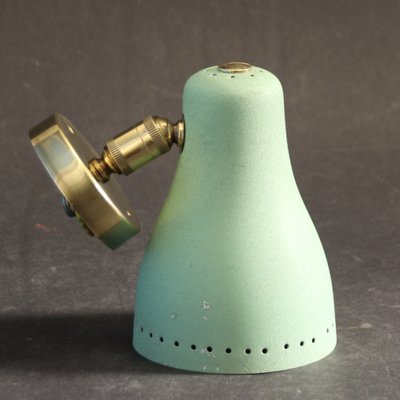 Mid-Century Brass and Green Adjustable Wall Lamp Sconce, 1950s-SY-1192488