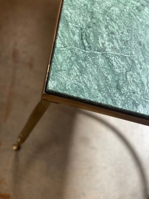 Mid-Century Brass and Green Marble Coffee Table, France, 1960s-LA-1357777