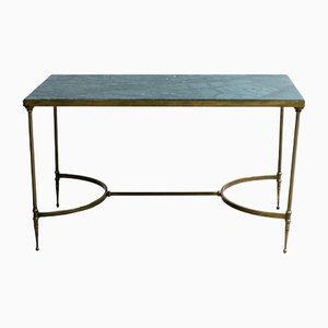 Mid-Century Brass and Green Marble Coffee Table, France, 1960s-LA-1357777