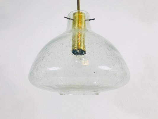 Mid-Century Brass and Ice Glass Pendant Lamp from Doria Leuchten, 1960s-PUK-564668