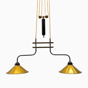 Mid-Century Brass and Metal Billiard Ceiling Lamp, 1960s-KQB-1760920