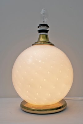 Mid-Century Brass and Murano Glass Table Lamp, 1970s-FER-552009