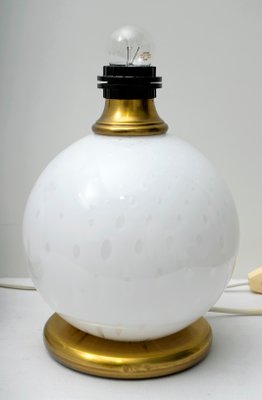 Mid-Century Brass and Murano Glass Table Lamps, 1970s, Set of 2-FER-552012