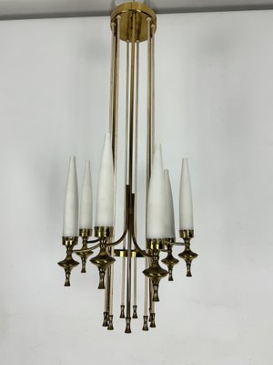 Mid-Century Brass and Opaline Glasses Chandelier from Arredoluce Monza, Italy, 1950s-OT-1764766