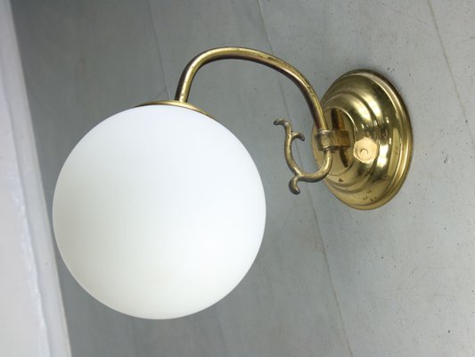 Mid-Century Brass and Opaline Sconce-HGJ-1251361