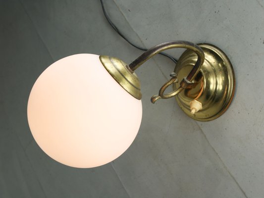 Mid-Century Brass and Opaline Sconce-HGJ-1251361