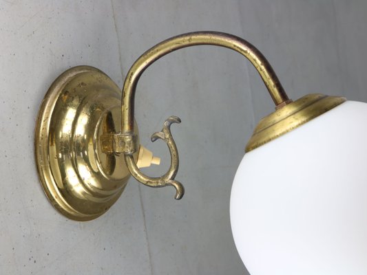 Mid-Century Brass and Opaline Sconce-HGJ-1251361