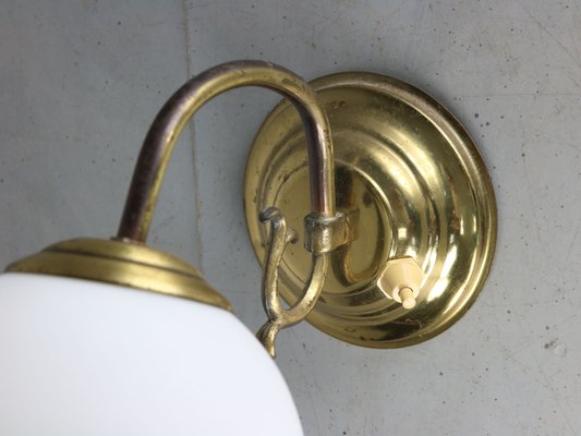 Mid-Century Brass and Opaline Sconce-HGJ-1251361