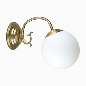 Mid-Century Brass and Opaline Sconce-HGJ-1251361