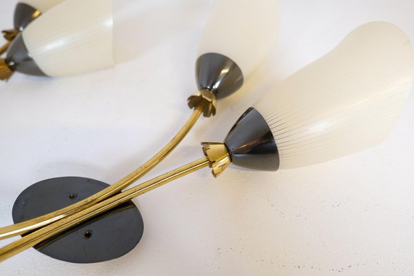 Mid-Century Brass and Opaline Wall Lamps from ASEA, Sweden, 1950s, Set of 2-UYK-1362805