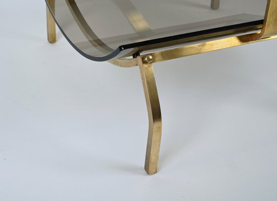 Mid-Century Brass and Smoked Glass Magazine Rack from Fontana Arte, Italy, 1960s-JDR-1195160