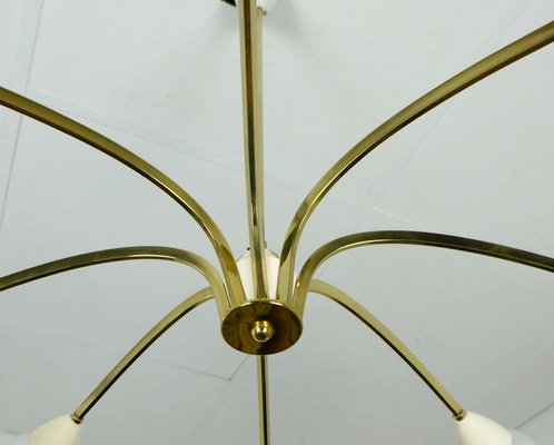 Mid-Century Brass and Striped Glass Sputnik Chandelier, 1950s-FH-664848