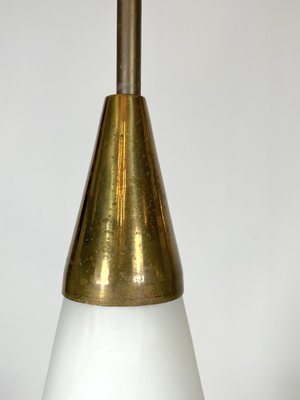 Mid-Century Brass and Triplex Opaline Glass Pendant Lamp from Stilnovo-OT-1306217