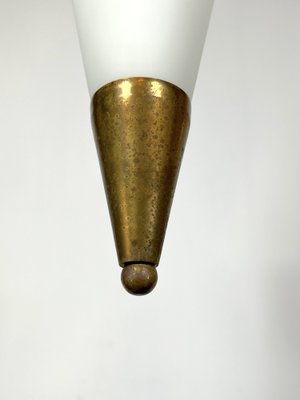 Mid-Century Brass and Triplex Opaline Glass Pendant Lamp from Stilnovo-OT-1306217