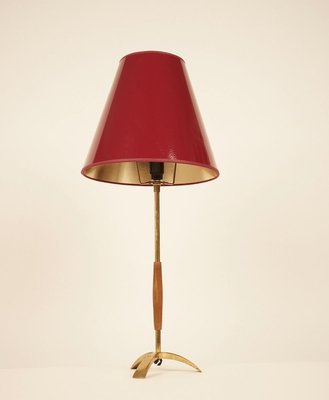 Mid-Century Brass and Wood Table Lamp by J.T. Kalmar, 1950s-BAF-763542