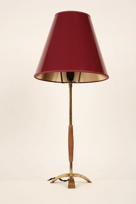 Mid-Century Brass and Wood Table Lamp by J.T. Kalmar, 1950s-BAF-763542