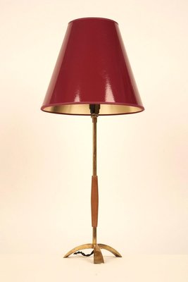 Mid-Century Brass and Wood Table Lamp by J.T. Kalmar, 1950s-BAF-763542