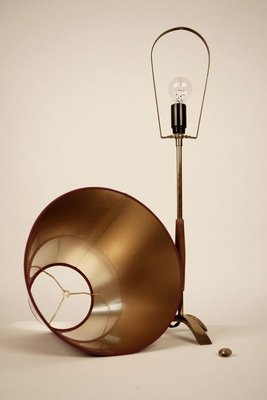 Mid-Century Brass and Wood Table Lamp by J.T. Kalmar, 1950s-BAF-763542