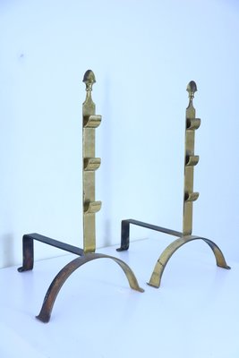 Mid-Century Brass Andirons, Set of 2-SXX-660386