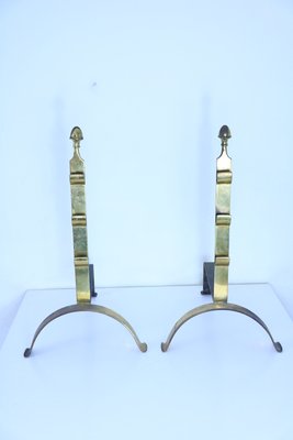 Mid-Century Brass Andirons, Set of 2-SXX-660386