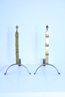 Mid-Century Brass Andirons, Set of 2-SXX-660386