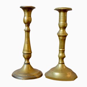 Mid-Century Brass Candleholders, 1940s, Set of 2-AIU-1304747