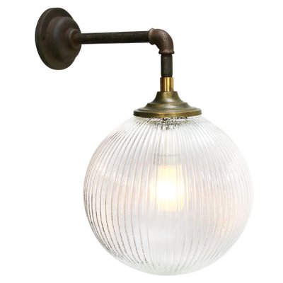 Mid-Century Brass, Cast Iron and Glass Sconce-BLS-1393192