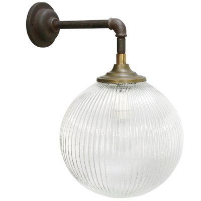 Mid-Century Brass, Cast Iron and Glass Sconce-BLS-1393192