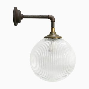 Mid-Century Brass, Cast Iron and Glass Sconce-BLS-1393192