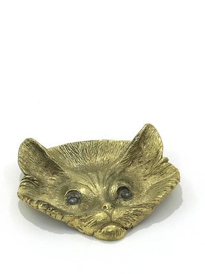 Mid-Century Brass Cat Ashtray, 1950s-UR-586739