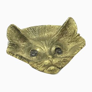 Mid-Century Brass Cat Ashtray, 1950s-UR-586739