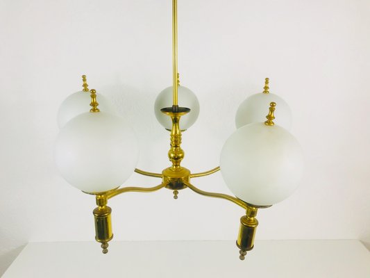 Mid-Century Brass Ceiling Lamp, 1950s-PUK-555422