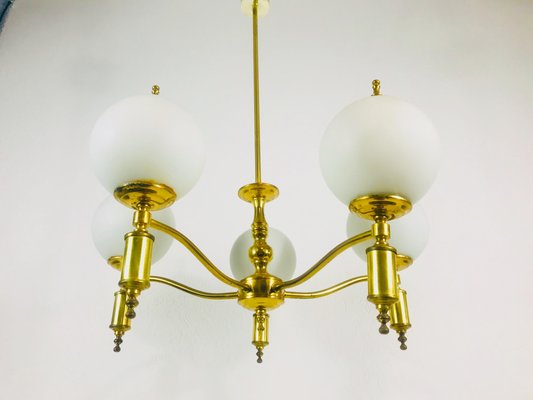 Mid-Century Brass Ceiling Lamp, 1950s-PUK-555422