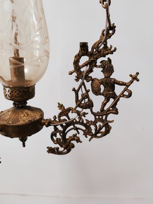 Mid-Century Brass Ceiling Lamp with Warriors-QLH-875462