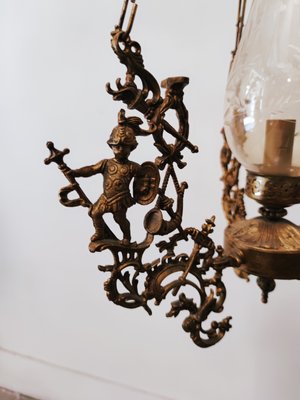 Mid-Century Brass Ceiling Lamp with Warriors-QLH-875462