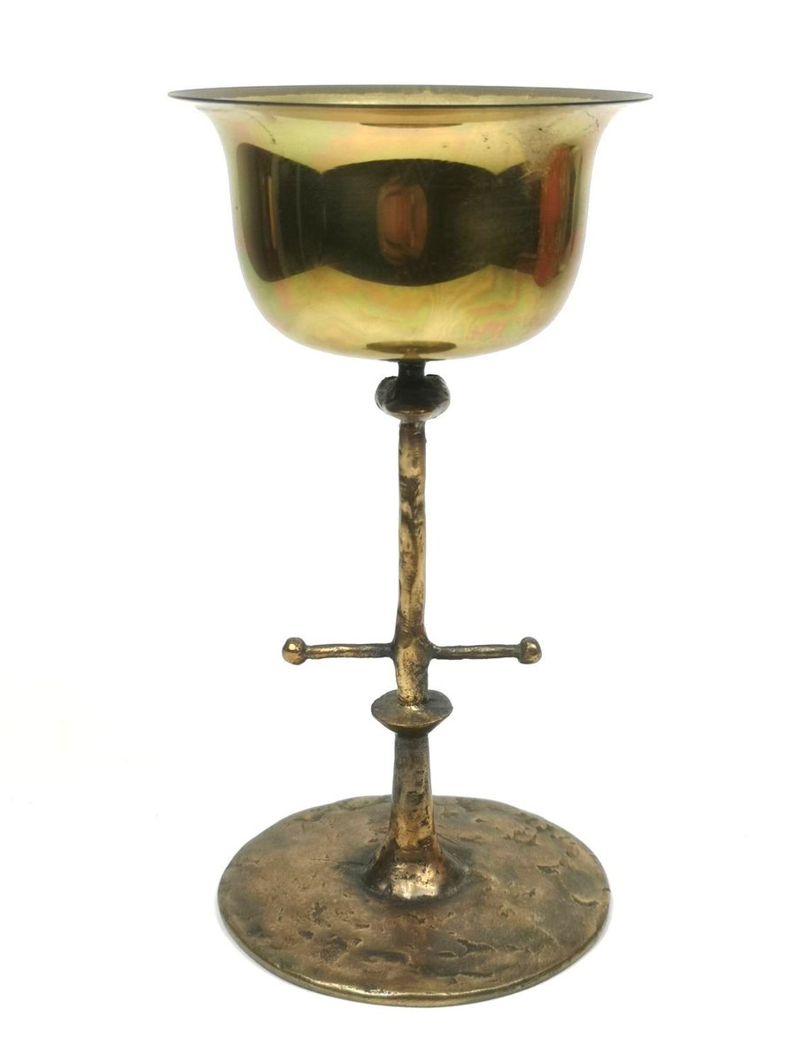 Mid-Century Brass Chalice by Lajos Muharos, 1970s