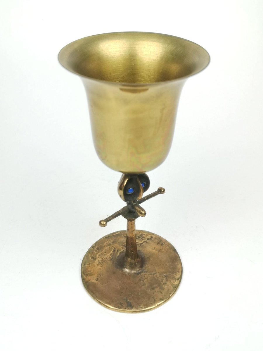 Mid-Century Brass Chalice by Lajos Muharos, 1970s