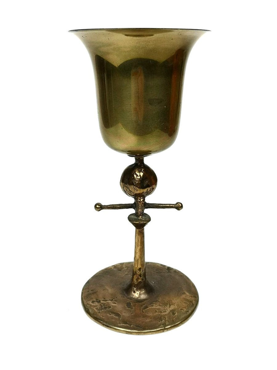 Mid-Century Brass Chalice by Lajos Muharos, 1970s